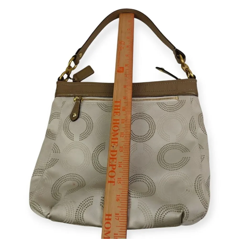 Coach Olive Brown and Cream CC Signature Patterned Shoulder Bag Handbag Purse
